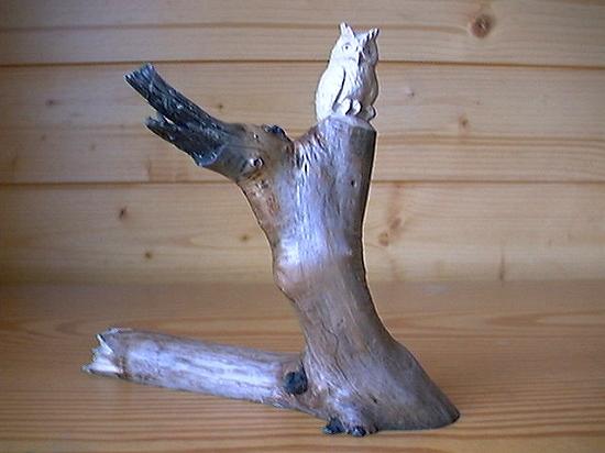 知床アトリエ夢民　手彫りのフクロウ